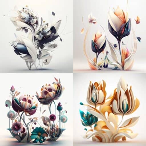 Midjourney belles fleurs futuristes intelligence artificielle