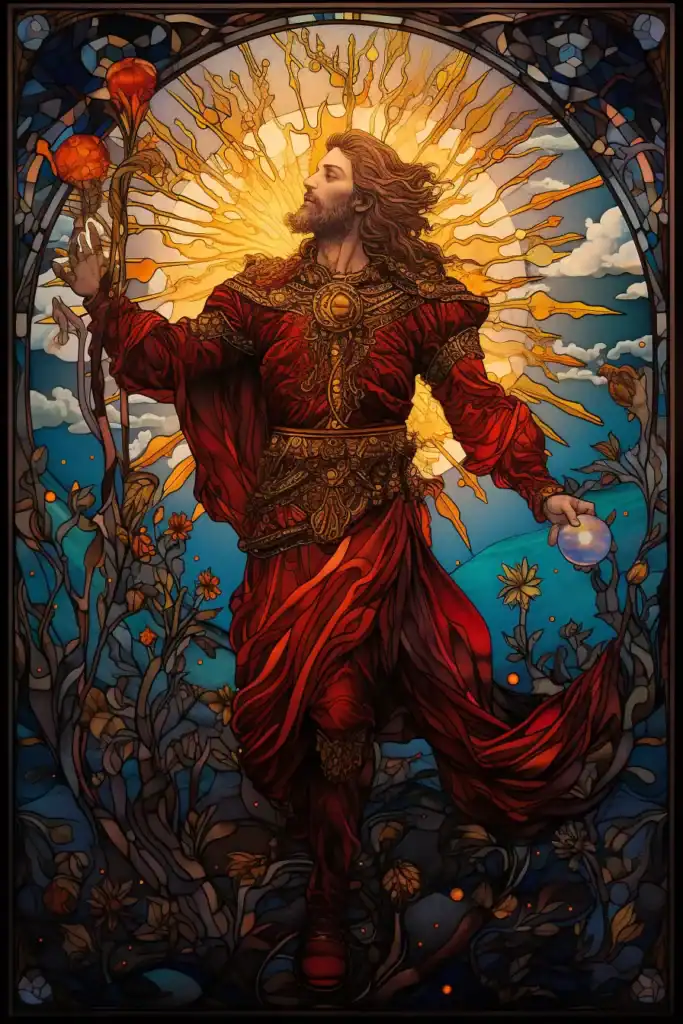 fou vitrail fou, tarot, midjourney