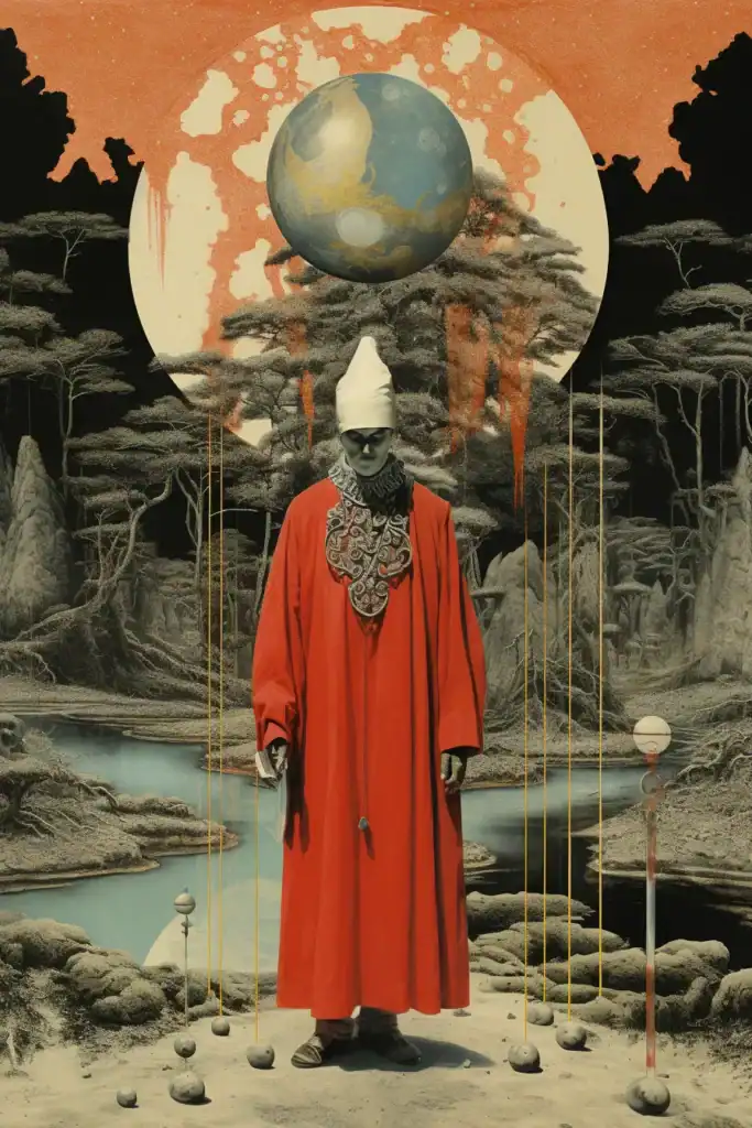 pape collage pape, tarot, midjourney