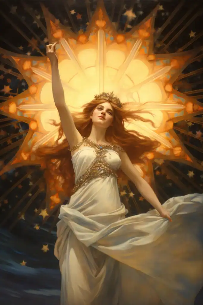 the star mucha étoile, tarot, midjourney