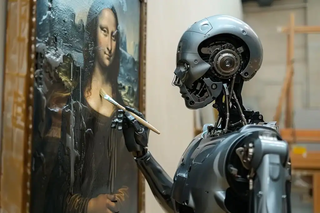 IA generative peinture Un peintre artificiel corrige La Joconde de Léonard de Vinci