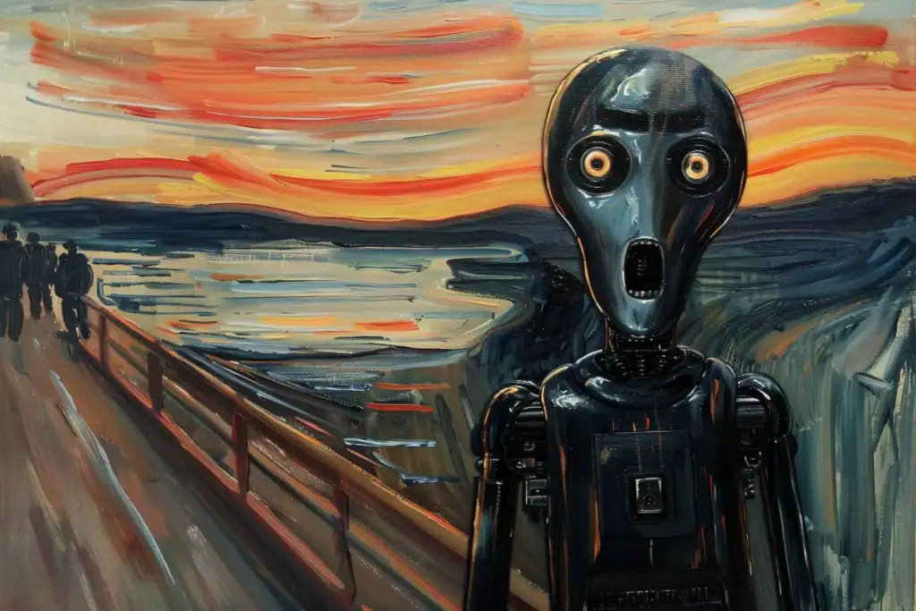 munch bot IA Le cri de l'androïde, d'Edvard Munch