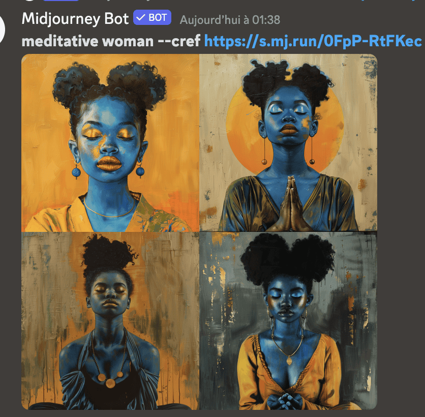 meditative woman cref Midjourney