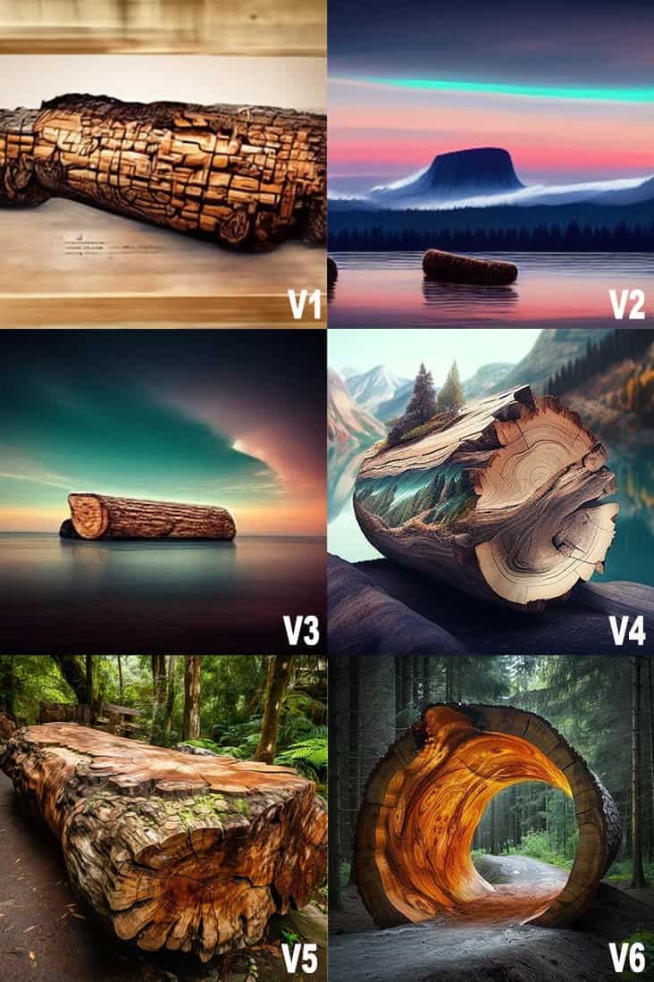 buche v1 a v6 midjourney versions