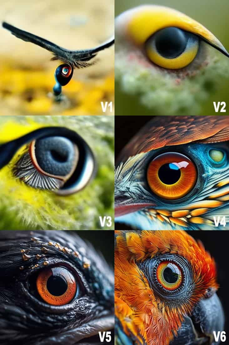 macro v1 a v6 midjourney versions