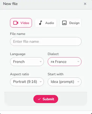 Fliki AI nouveau fichier Fliki AI nouveau fichier