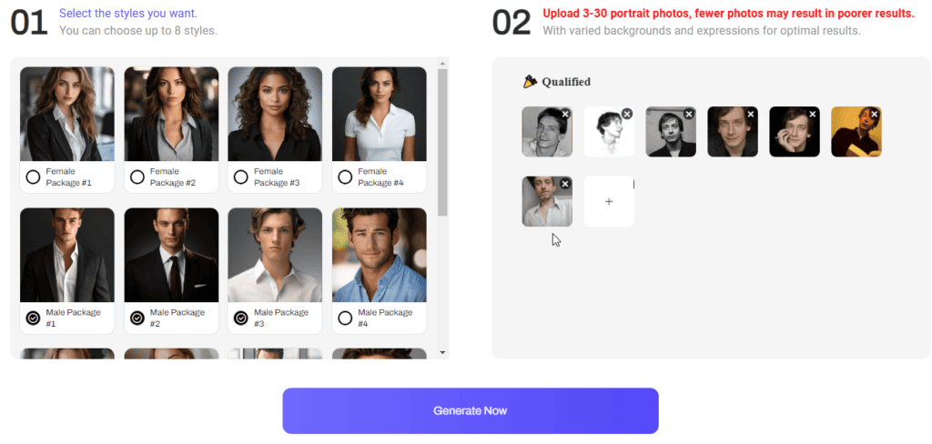 image 6 L'interface de "headshot generator" d'Artguru.ai