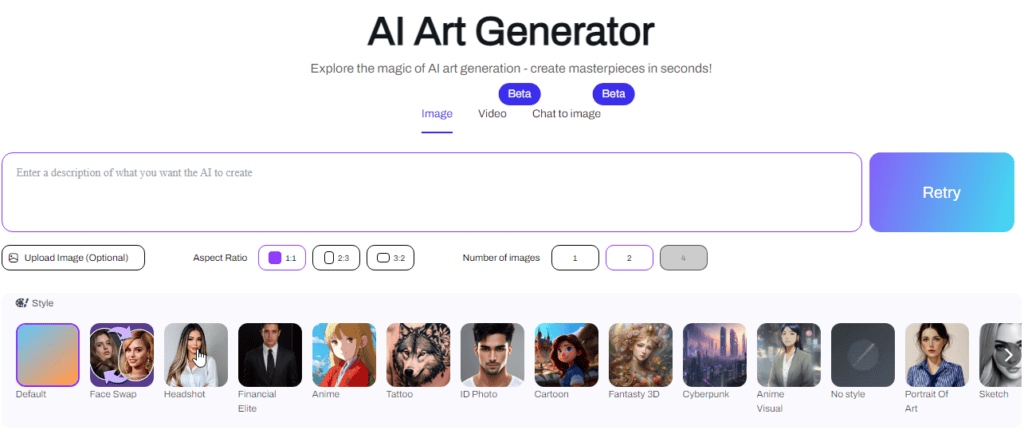 image 7 Interface de génération d'images d'Artguru.ai