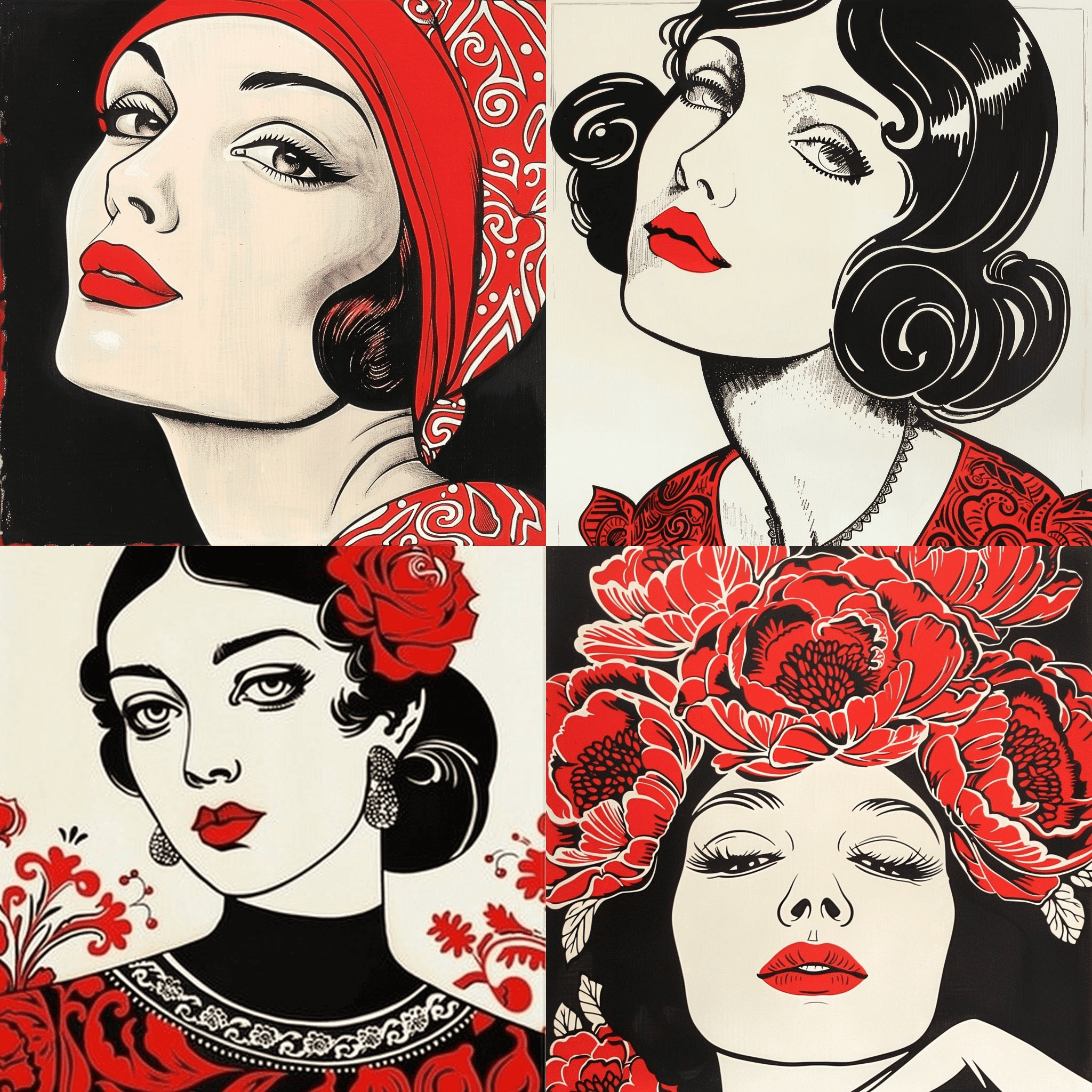 noir blanc rouge couleurs midjourney sref 832869702