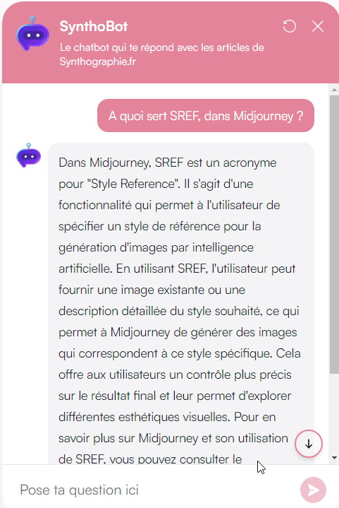 Chatbot Botsonic sur Synthographie Chatbot Botsonic sur Synthographie