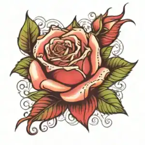 BlackInk Tatouage de rose rouge et vert BlackInk - Rood en groene tatoeage van roos