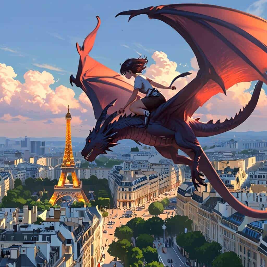 Leonardo Anime dragon et petite fille Leonardo - Anime draak en klein meisje