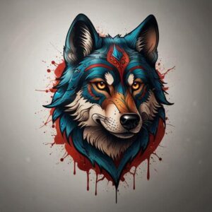 Leonardo Tatouage de loup colore Leonardo - Gekleurde wolf tattoo
