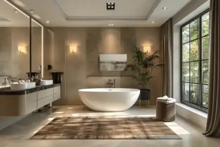 Salle de bain beige generee avec IA Midjourney e1721077526954 Salle de bain beige generee avec IA Midjourney e1721077526954