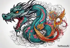Tattoosai Tatouage dragon en couleur Tattoosai - Gekleurde draak tattoo