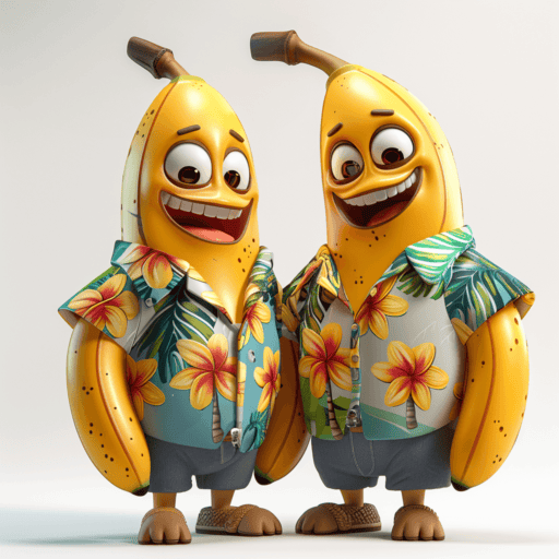 Mascottes banane pour primeur bio e1727177968104 Bananenmascottes voor biologische groenteboeren