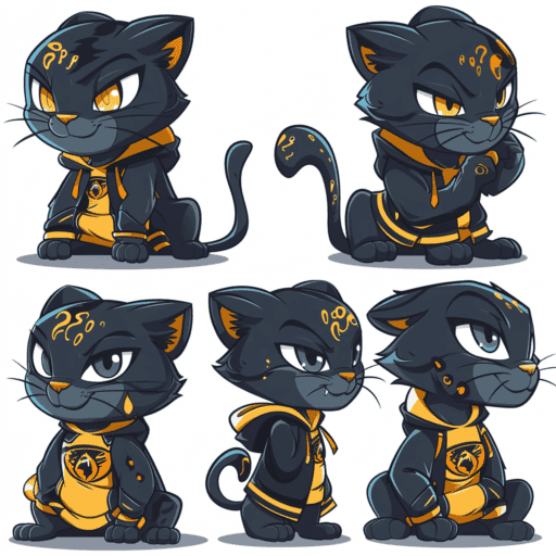 Mascottes panthere noire pour entreprise informatique e1727178621354 Zwarte pantermascottes voor IT-bedrijven