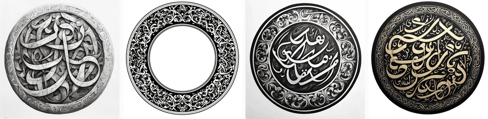 Calligraphie arabe cercle lettres Midjourney