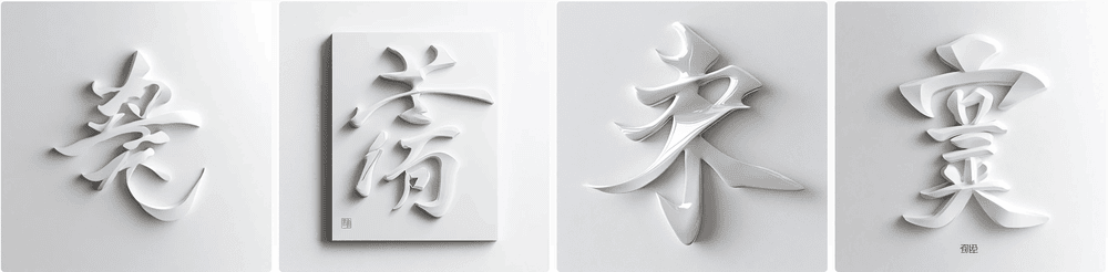 Calligraphie chinoise blanc elegant Midjourney