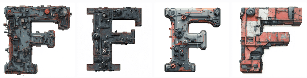 Lettre F cyberpunk Midjourney