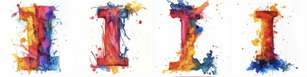 Lettre I aquarelle colore Midjourney