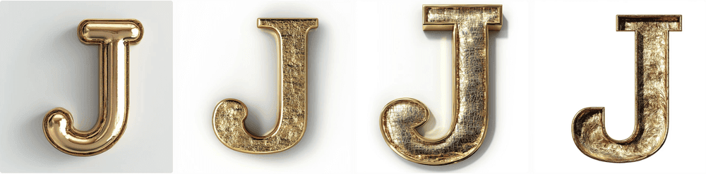 Lettre J or dore Midjourney