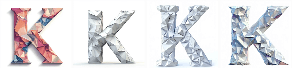 Lettre K polygones 3d Midjourney