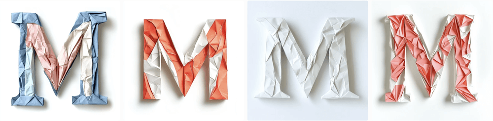 Lettre M origami papier Midjourney