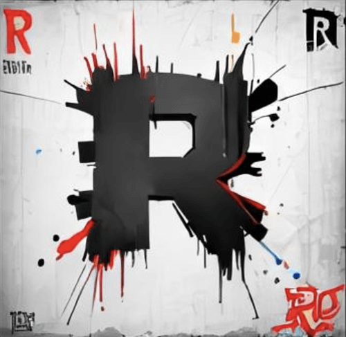 Lettre R graffiti Leonardo