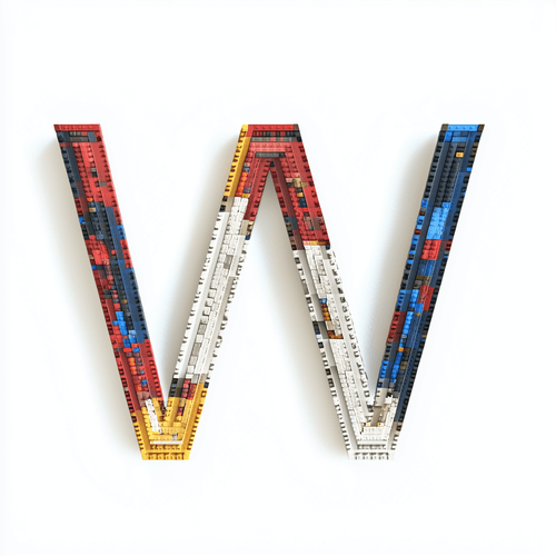 Lettre W lego police de caractere arial Midjourney