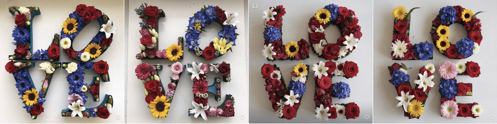 Mot Love fleurs realiste Ideogram
