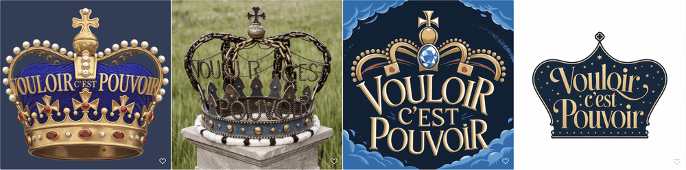 Phrase vouloir cest pouvoir couronne Ideogram
