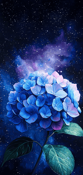 fonds ecran midjourney espace etoiles fleur hortensia bleu fonds ecran midjourney espace etoiles fleur hortensia bleu