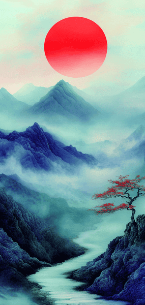 fonds ecran midjourney japon fleuve soleil montagne brume nuages fonds ecran midjourney japon fleuve soleil montagne brume nuages