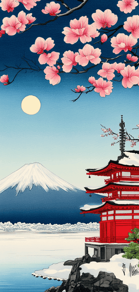 fonds ecran midjourney mont fuji cerisiers neige japon fonds ecran midjourney mont fuji cerisiers neige japon