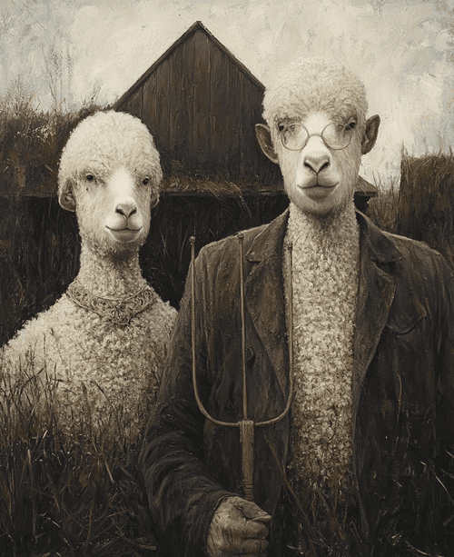 moutons midjourney retexture american gothic moutons midjourney retexture american gothic