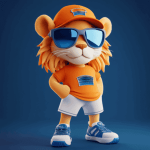 Leeuw mascotte voor IT bedrijf cybsersécurité