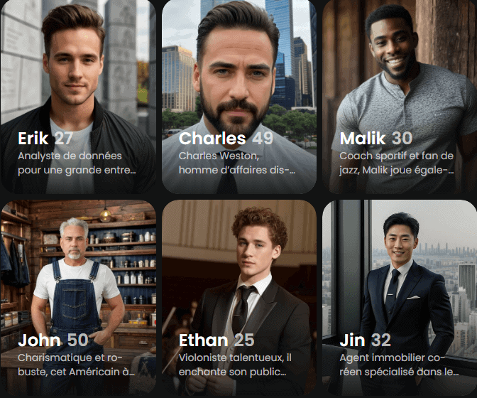Personnages hommes Candy AI Personnages hommes Candy AI
