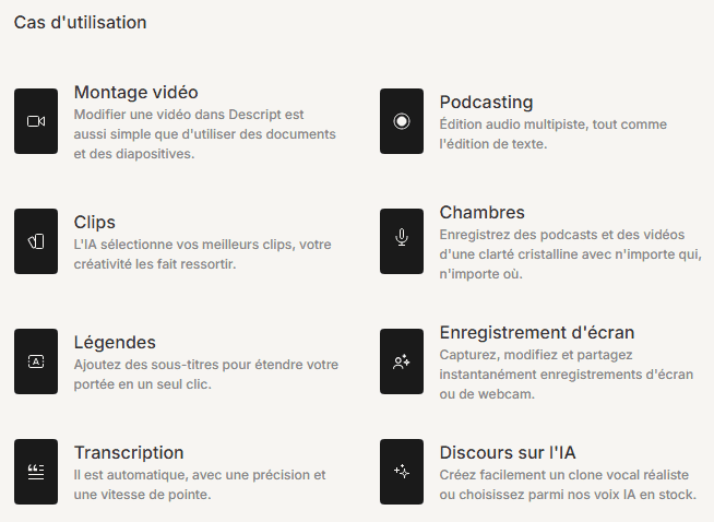Cas dutilisation de Descript Cas d'utilisation de Descript