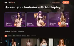 Accueil du site de chatbots érotiques Eroplay